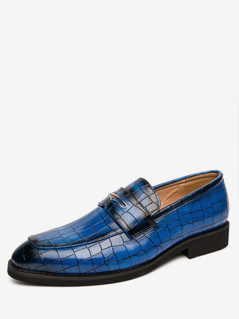 Loafer For Menn Metalldetaljer Kunstverk Rund Tå Pu-skinn - Blå