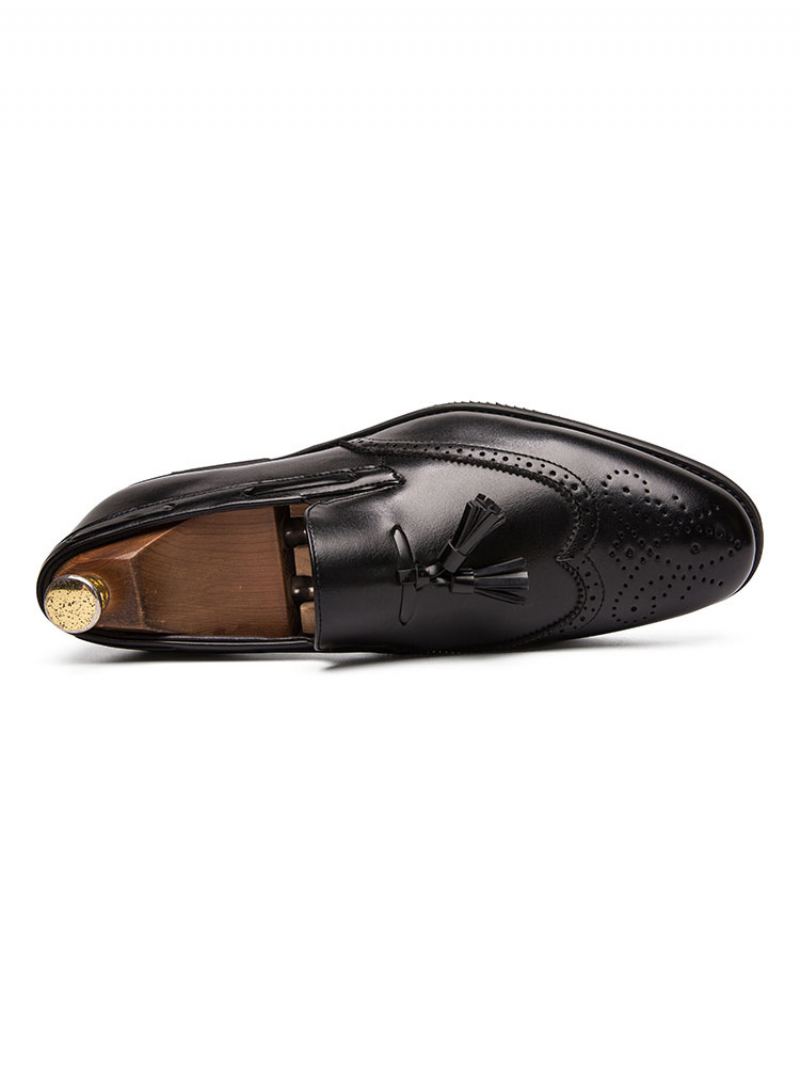 Menns Herre Svart Wingtip Loafer Slip-on Prom Party Bryllupssko Med Dusk - Sort