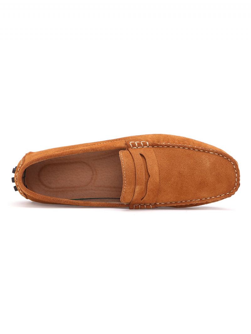 Menns Loafer Sko Slip-on Monk Strap Rund Toe Semsket Skinn - Lysebrun