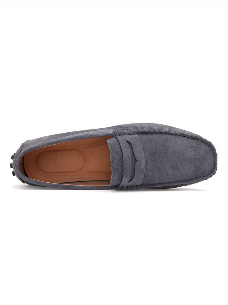 Menns Loafer Sko Slip-on Monk Strap Rund Toe Semsket Skinn - Grå