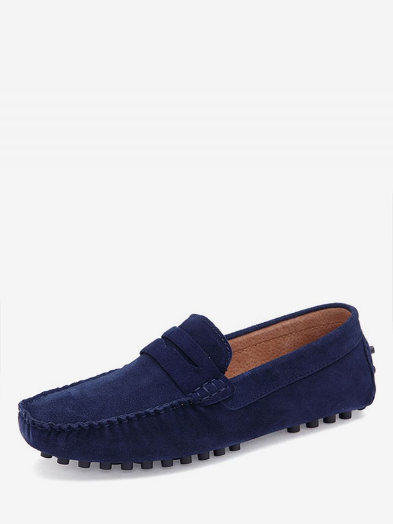 Menns Loafer Sko Slip-on Monk Strap Rund Toe Semsket Skinn - Blå