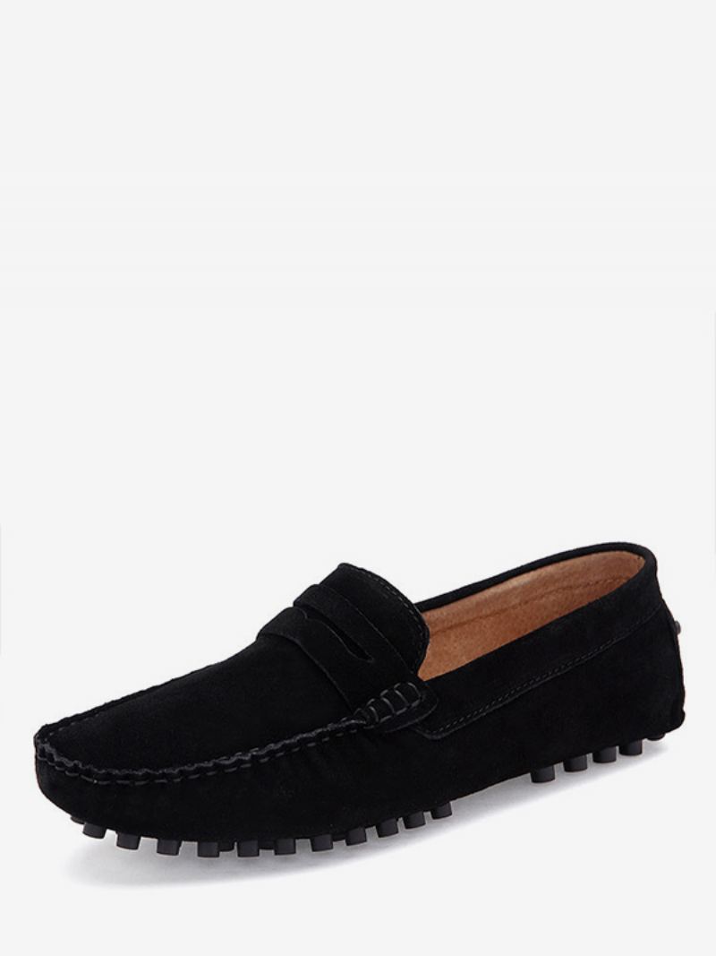 Menns Loafer Sko Slip-on Monk Strap Rund Toe Semsket Skinn - Sort