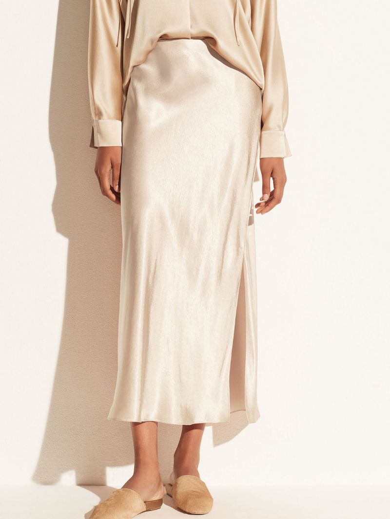 Svart Skjørt Lav Splitt Business Casual Sommerskjørt For Kvinner - Beige