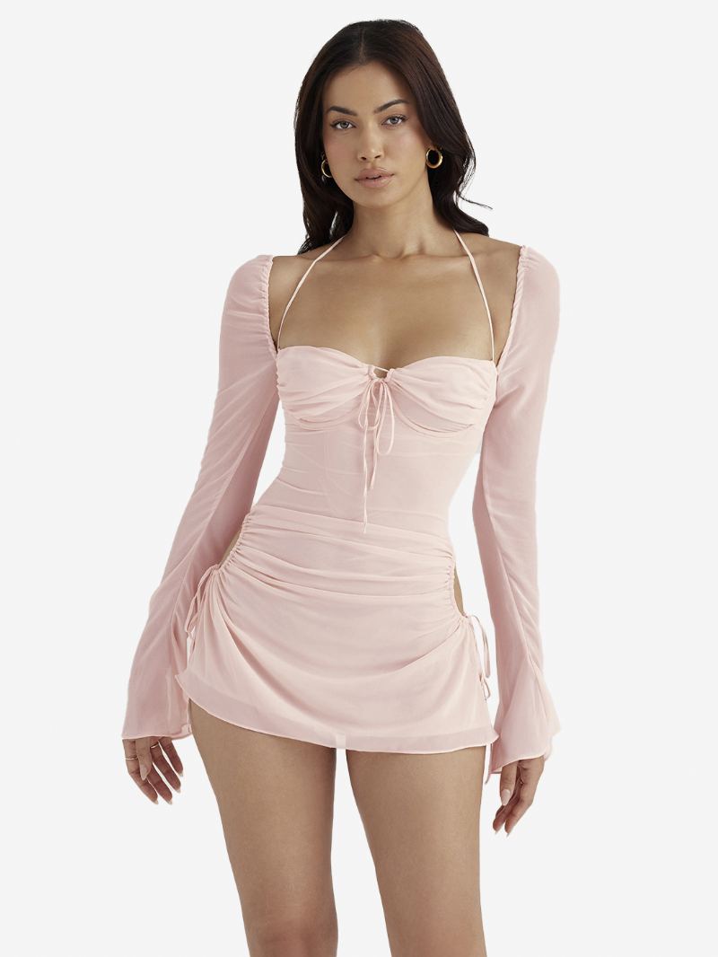 Kvinners Bodycon-kjoler Ryggløs Grime Plissert Foran Sexy Miniblyantkjoler - Lyserosa