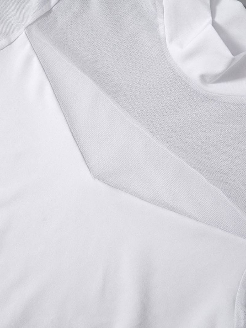 Kvinners Bodycon-kjoler Svart Korte Ermer Sexy Høy Krage Sheer Sheath-kjole - Hvit