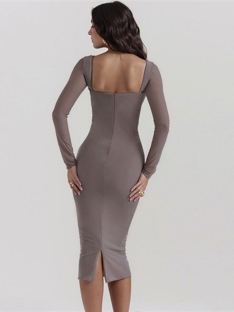 Kvinners Bodycon-kjoler Sweetheart Neck Ryggløs Pencil-kjole Med Lav Spalte - Grå