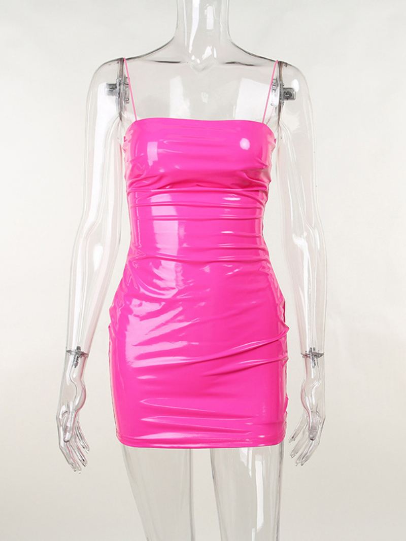 Kvinners Bursdag Bodycon Kjoler Svart Sexy Stropper Hals Slim Fit Skjede Kjole - Rose