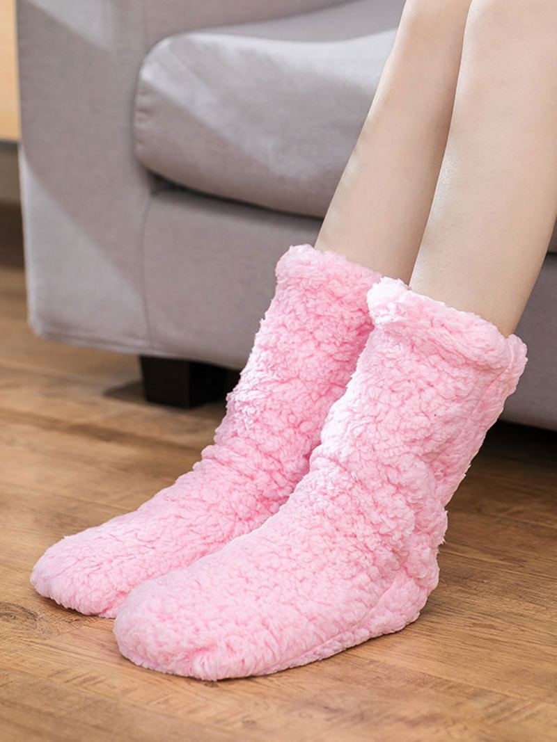 Svarte Sokker Høy Kvalitet Fluffy Knit Vinter Tykk Varm Koselig Fuzzy Calcetines Felpa Floor Invierno Damesokker - Rosa