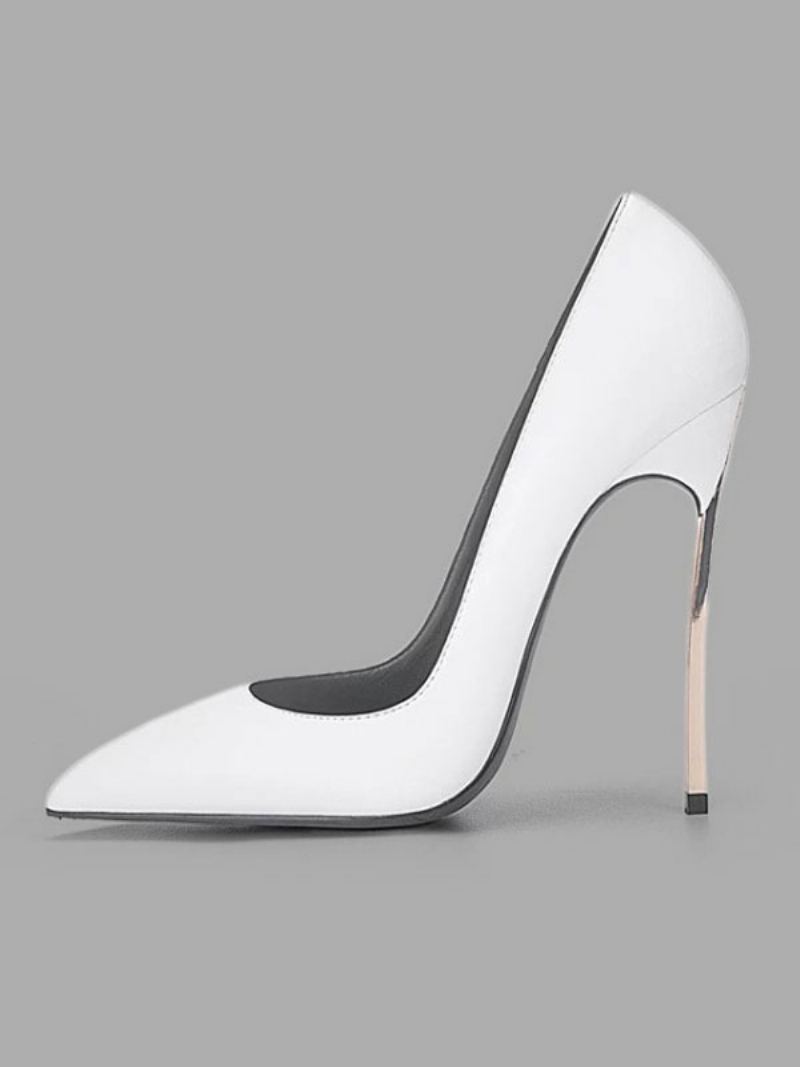Dame Hvit Basic Høye Hæler Spissede Tå Stiletto Hæl Pumps - Hvit