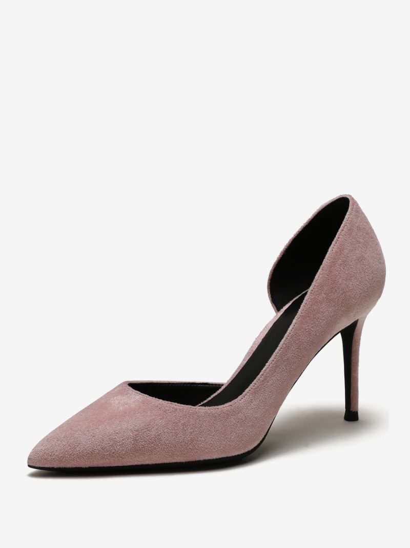 Dame Semsket Høyhæl Pumps Rød Spiss Tå Stiletthæl Kjole Sko - Lys Rosa