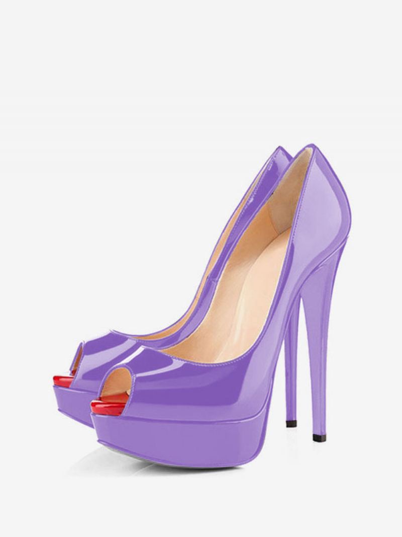 Kvinner Svart Peep Toe Heels Plattform Stiletto Heel Pumps Sexy Sko - Lavendel