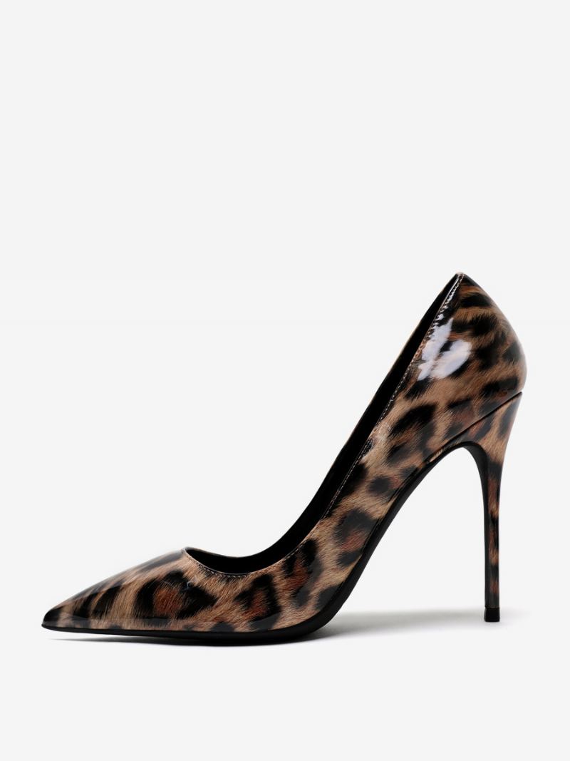 Leopard High Heel Pumps Med Spisse Tå Stiletthæler For Kvinner - Kaffe Brun