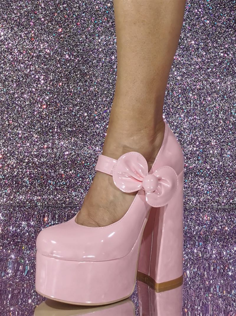Sexy Høye Hæler For Kvinner Patentert Pu Øvre Pumps Inn - Lyserosa