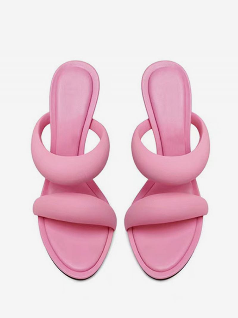 Damesandaler Med Høy Hæl Rosa Åpen Tå Stiletthæl Reimsklier - Rosa