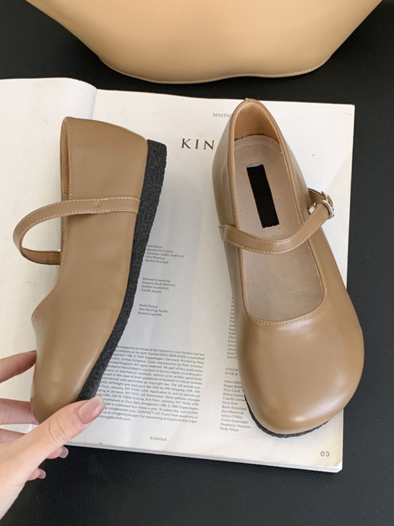 Ballett For Kvinner Rund Tåspenne Detaill Flate Sko - Khaki