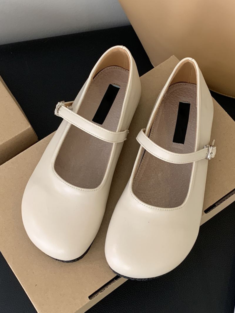 Ballett For Kvinner Rund Tåspenne Detaill Flate Sko - Beige