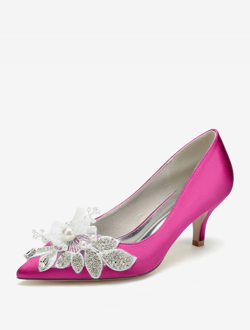 Bryllupssko For Kvinner Brude Pumps Satin Spiss Tå - Rose