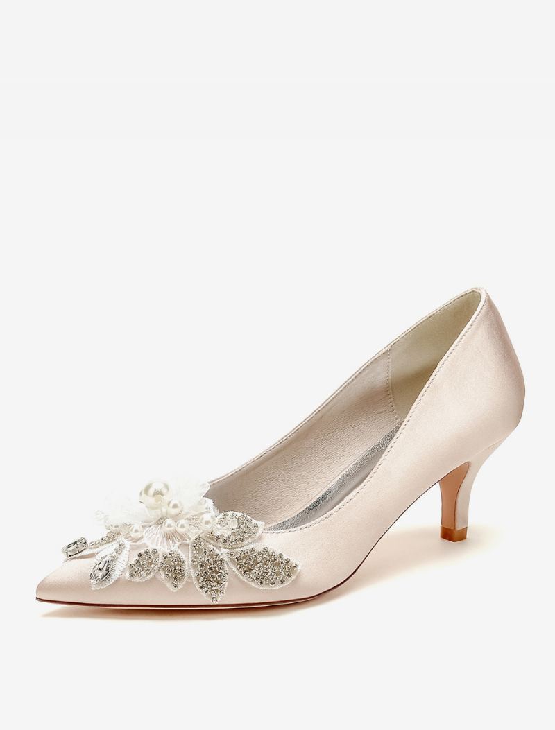 Bryllupssko For Kvinner Brude Pumps Satin Spiss Tå - Champagne