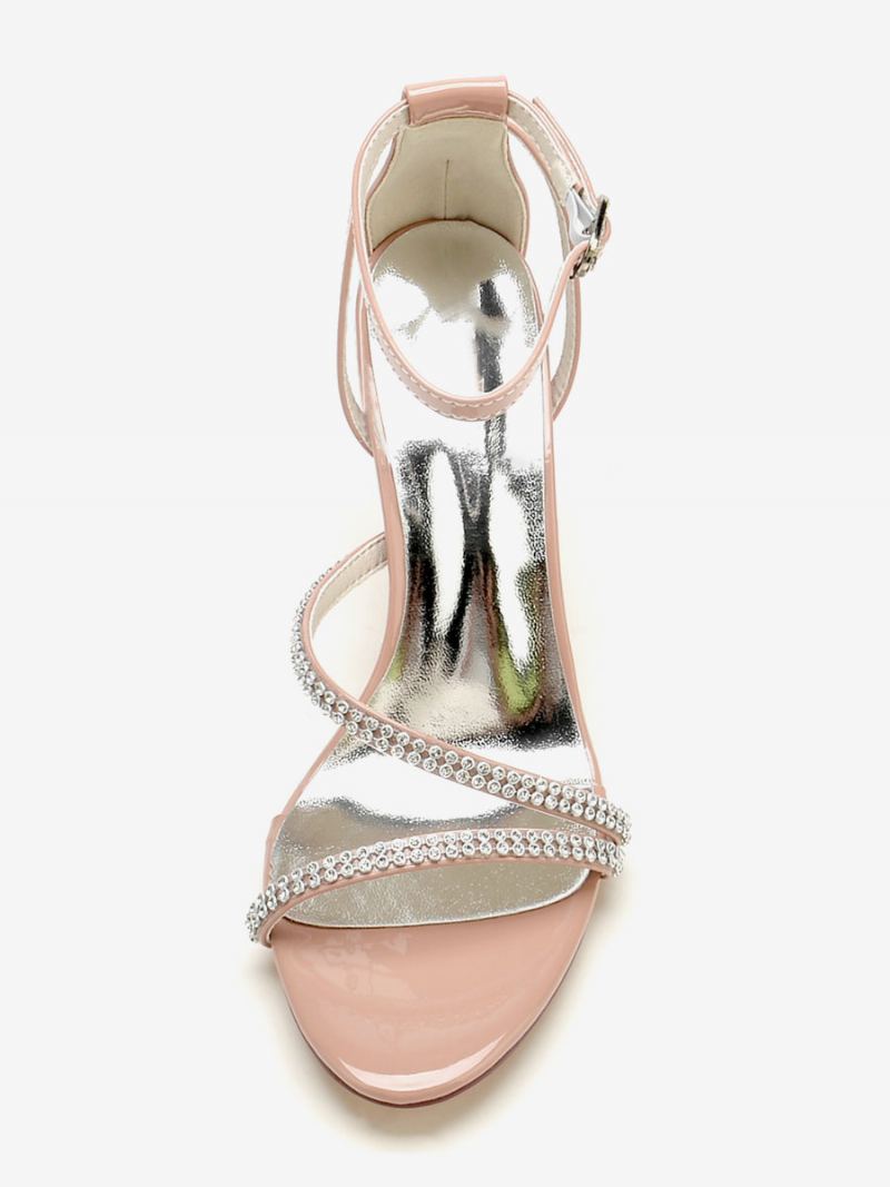Bryllupssko For Kvinner Patent Pu Øvre Naken Rhinestones Bryllupssandaler Med Åpen Tå - Gul / Rød