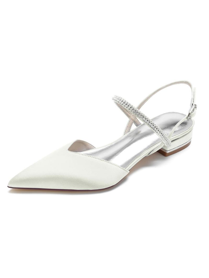Dame Rhinestones Mary Jane Slingback Brudeleiligheter I Sateng - Elfenben