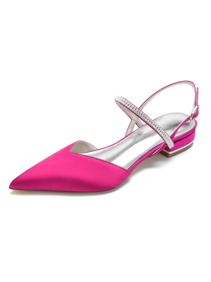Dame Rhinestones Mary Jane Slingback Brudeleiligheter I Sateng - Rose