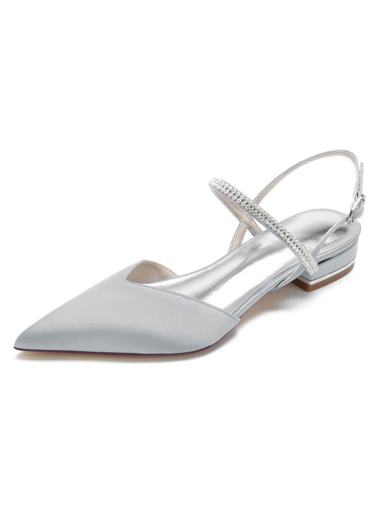 Dame Rhinestones Mary Jane Slingback Brudeleiligheter I Sateng - Sølv