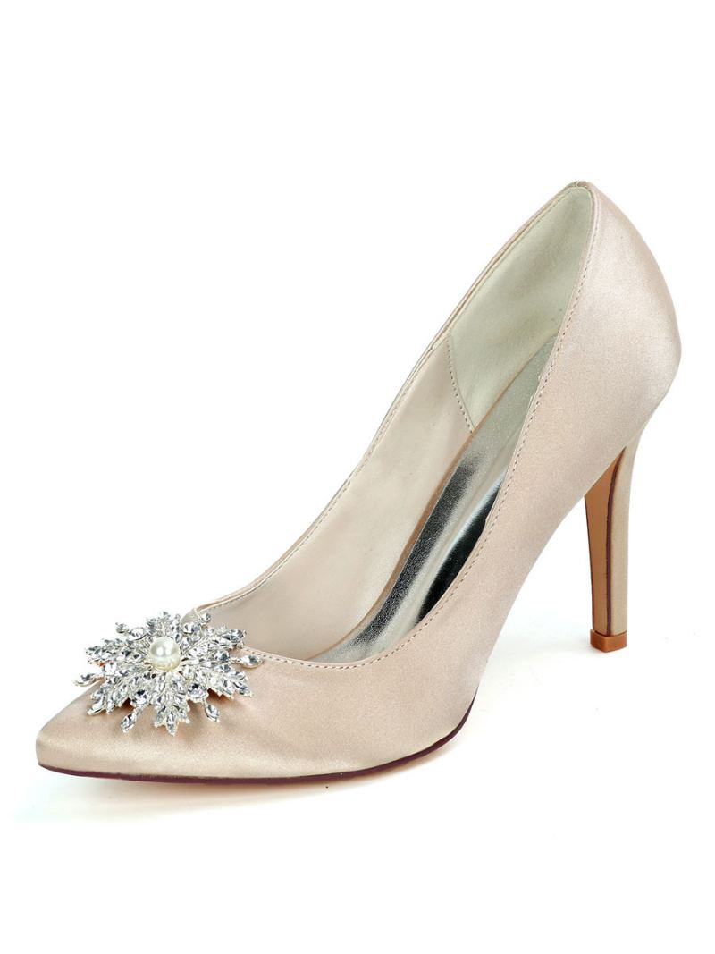 Rhinestone Snøbrudehæler For Kvinner - Champagne