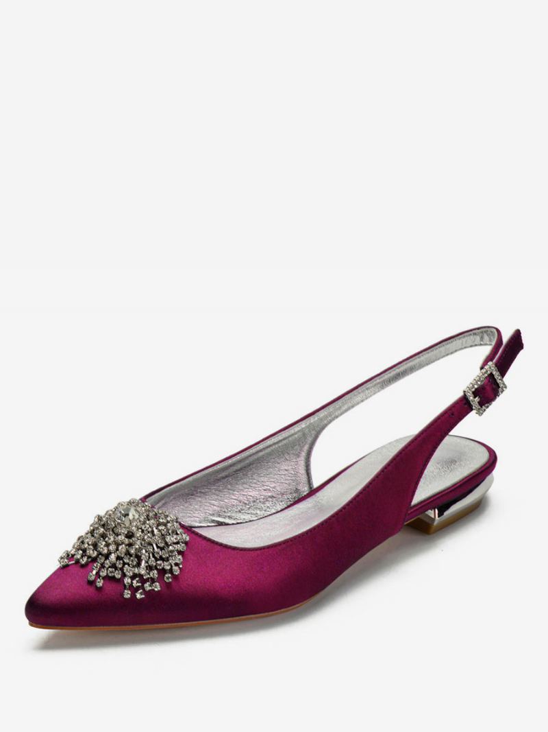 Rhinestones Bryllupsleiligheter For Kvinner - Burgund