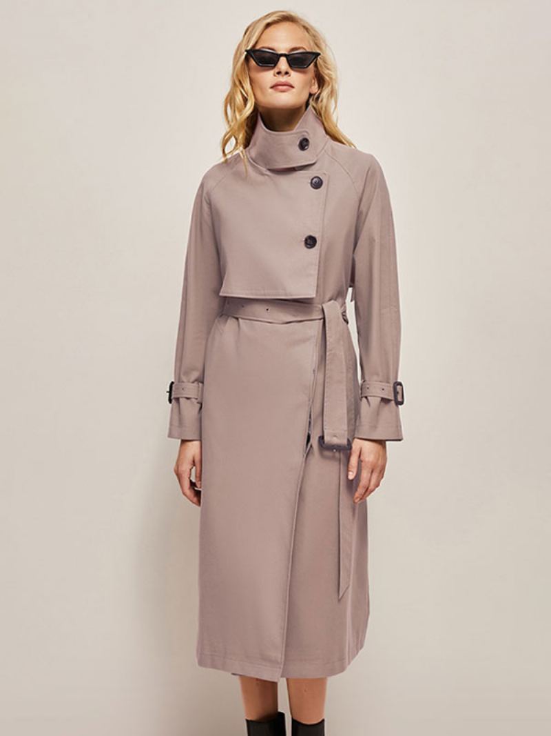 Trench Coat For Dame Rosa Turndown-krage Asymmetrisk Yttertøy