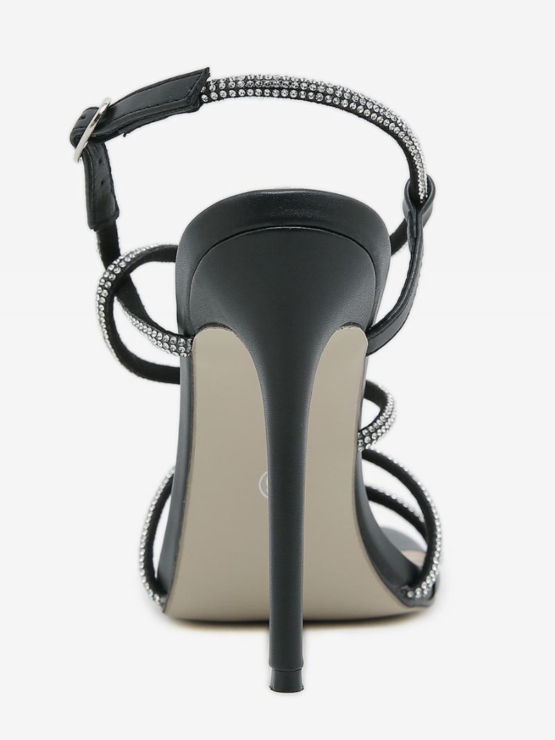 Hælsandaler For Kvinner Peep Toe Stiletthælsandaler Pu-skinn - Svart