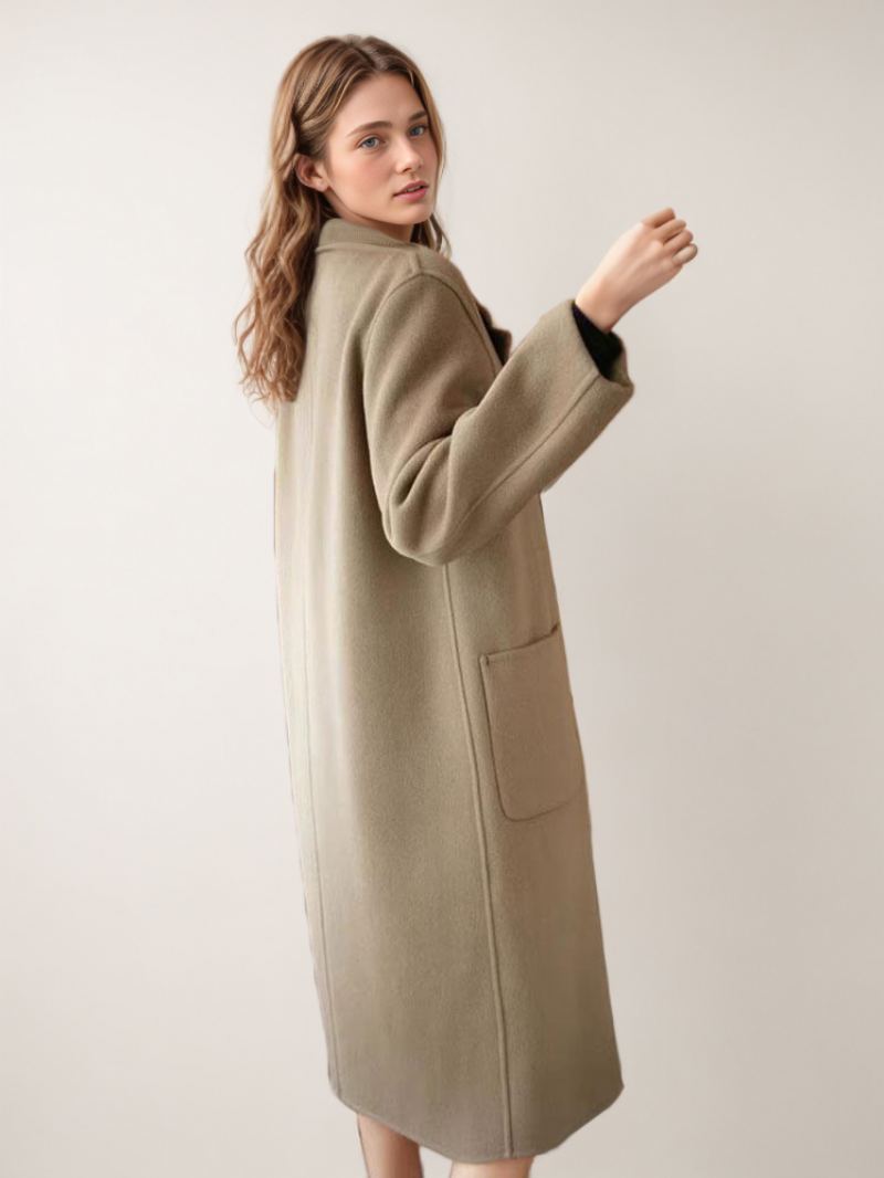 Ullkåper Single-breasted Lapel Langermet Vinter Yttertøy For Kvinner - Lysebrun
