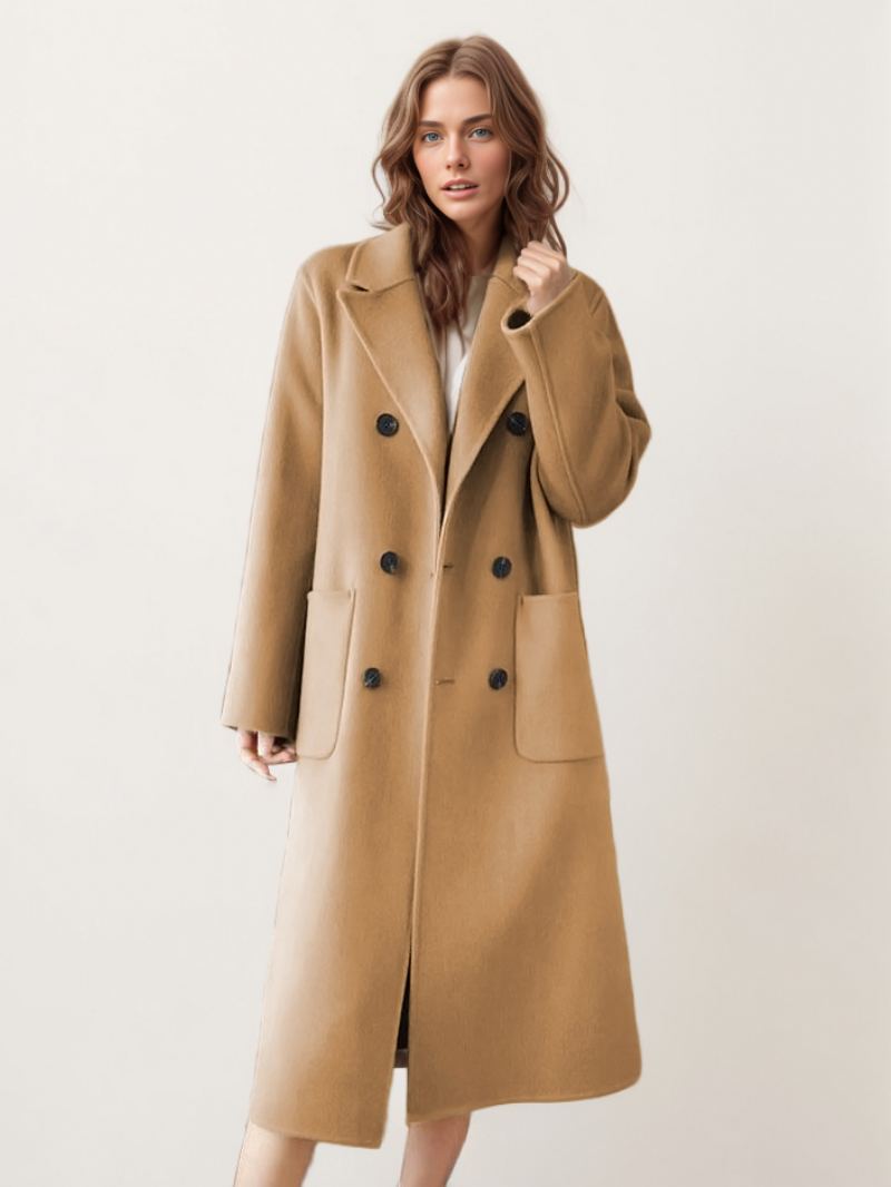 Ullkåper Single-breasted Lapel Langermet Vinter Yttertøy For Kvinner - Kamel