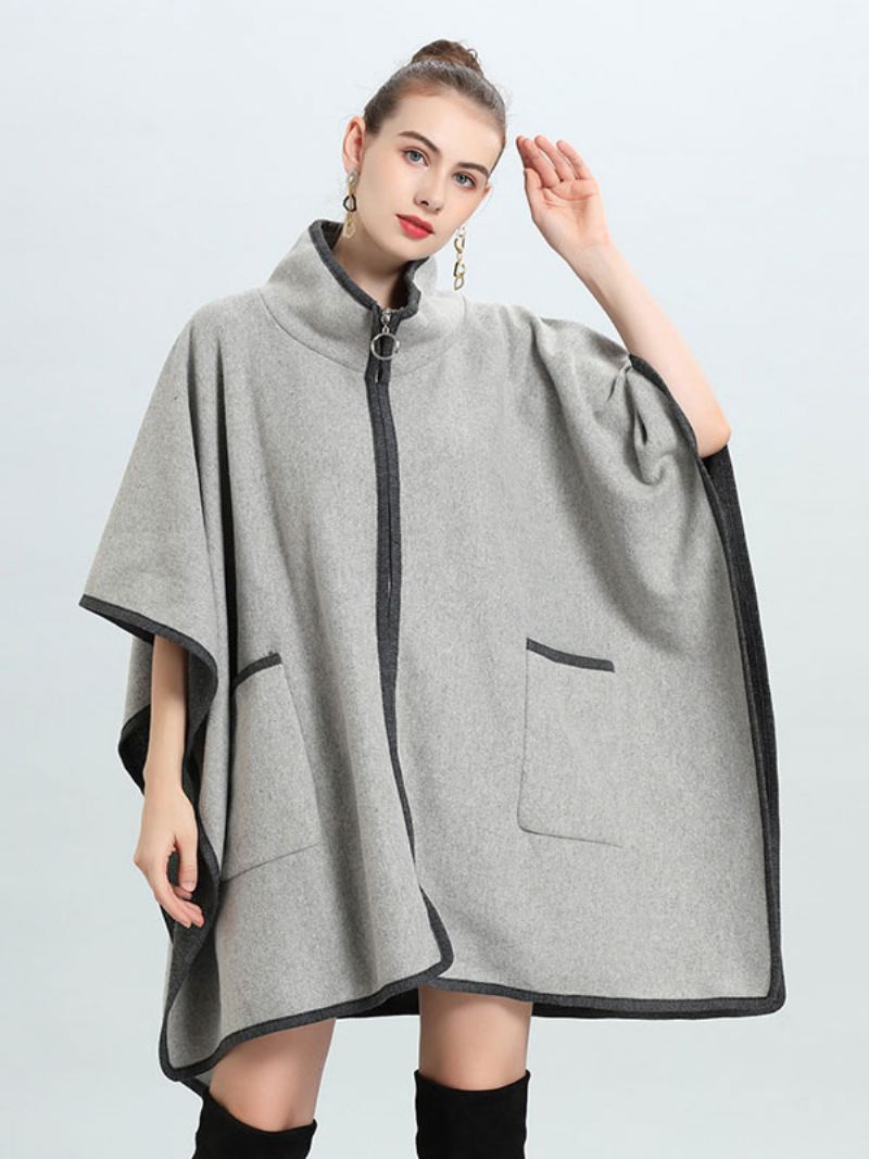 Ponchokåpe For Kvinner Oversized Cape Spring Yttertøy 2024 - Lysegrå
