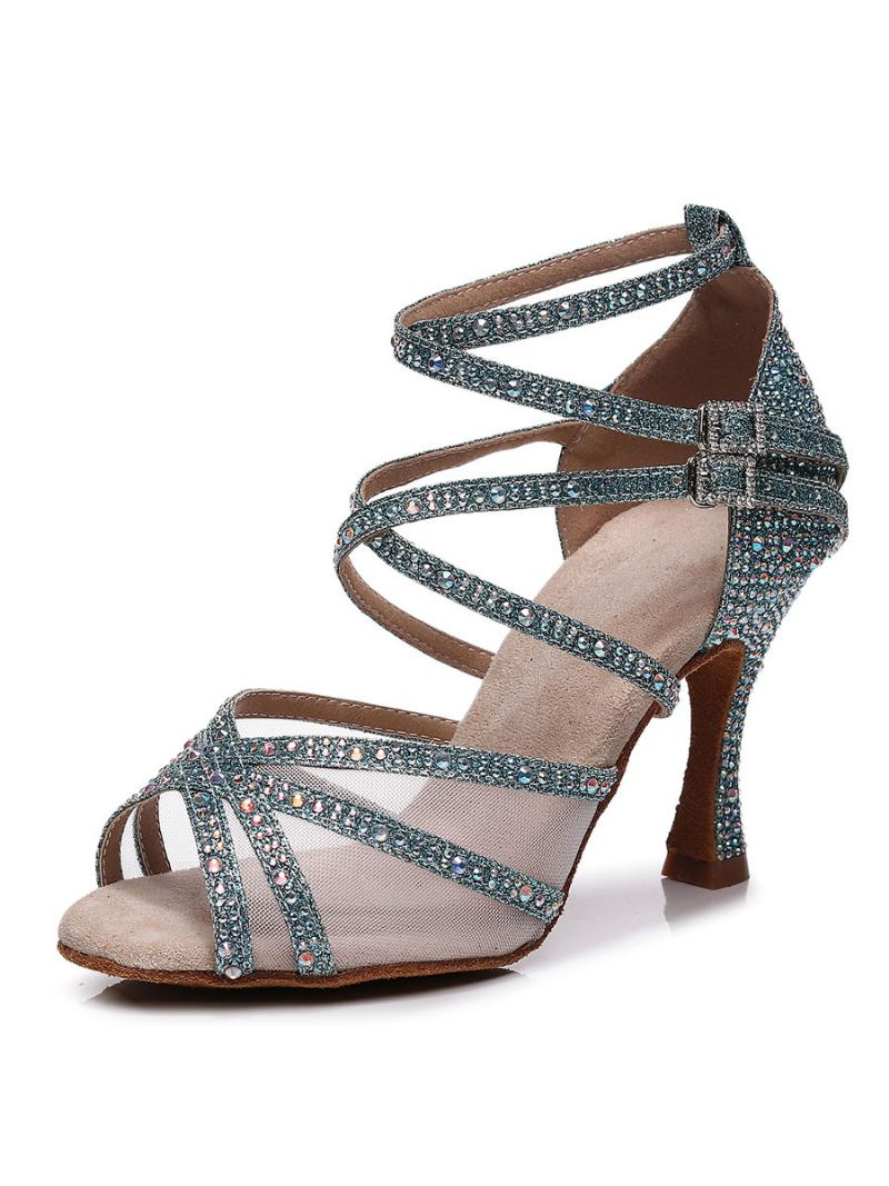Dame Rhinestones Strappy Dance Sandaler - Lys Himmelblå