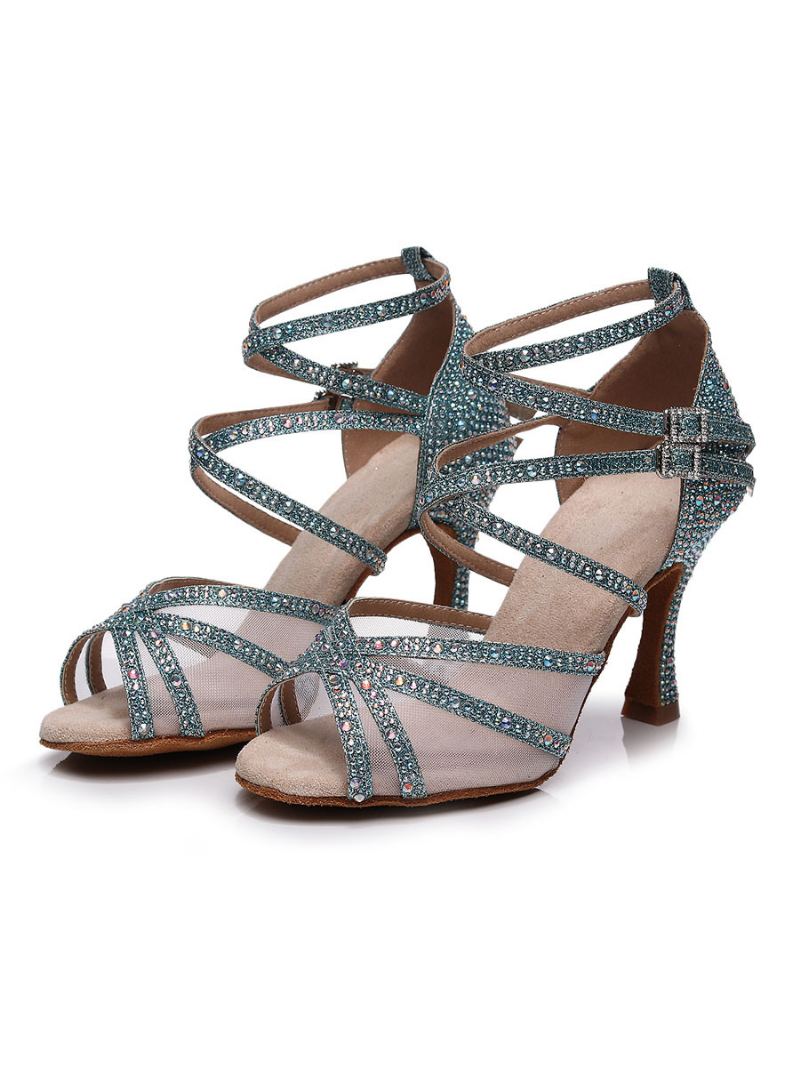 Dame Rhinestones Strappy Dance Sandaler - Lys Himmelblå