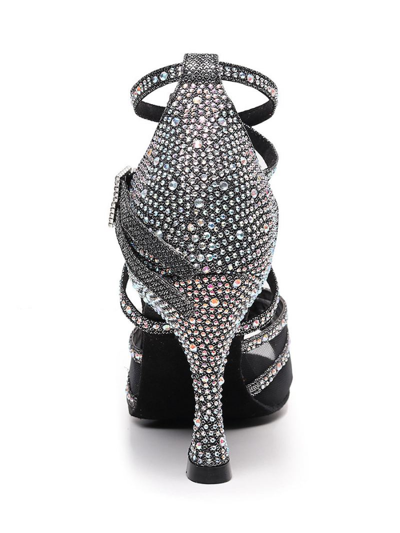 Dame Rhinestones Strappy Dance Sandaler - Sort