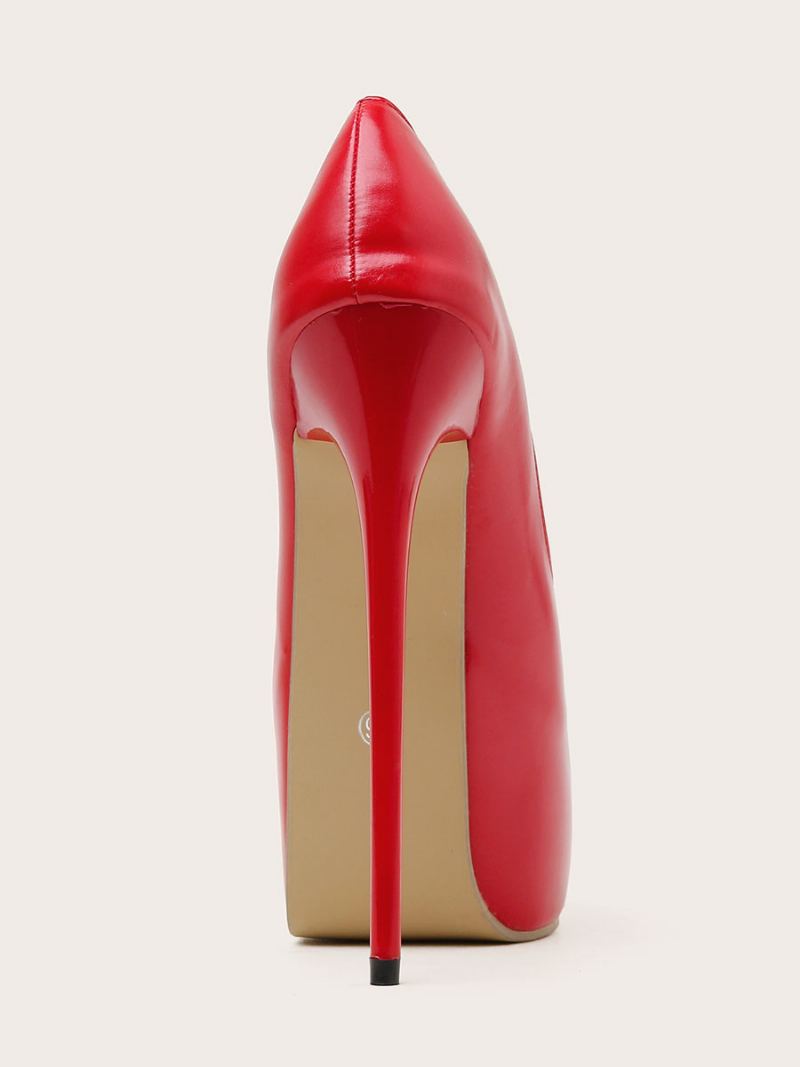 Kvinner Sexy Høye Hæler Stiletthæl Peep Toe Pu-skinn Røde Pumper - Rød