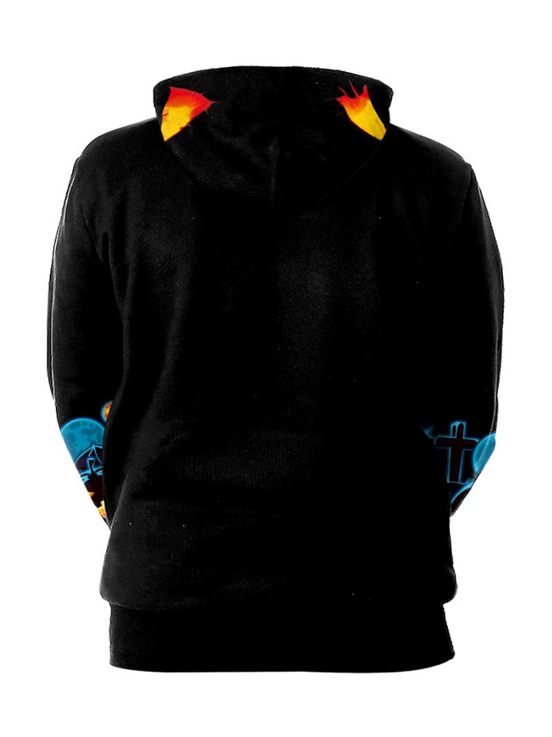 Menn Hettegensere Hette Langermet Polyester Scary Sweatshirt - Blå