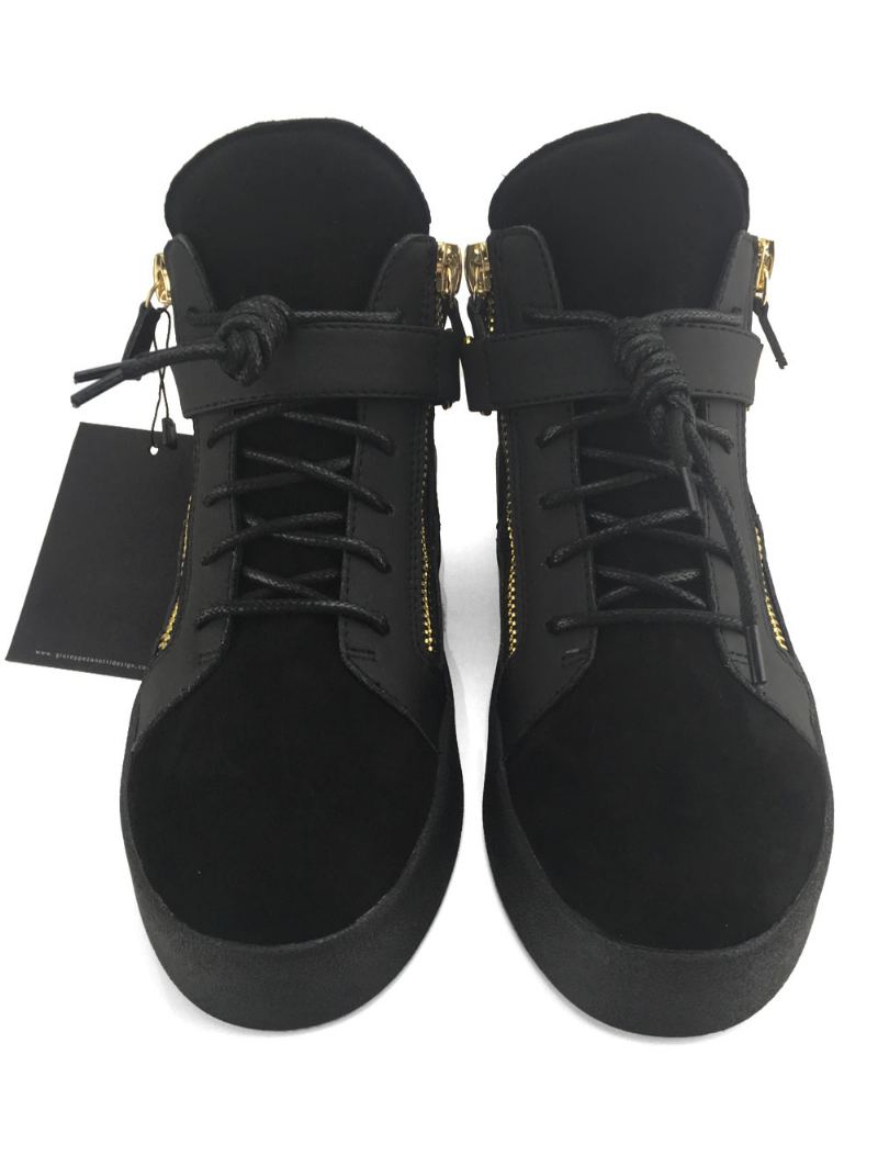 2024 Menns Svarte Høye Sneakers Flate Skatesko - Svart