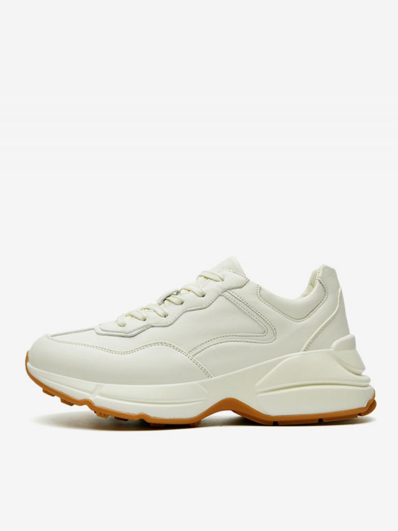 Herre Joggesko Comfy Pu-skinn Rund Tå - Beige
