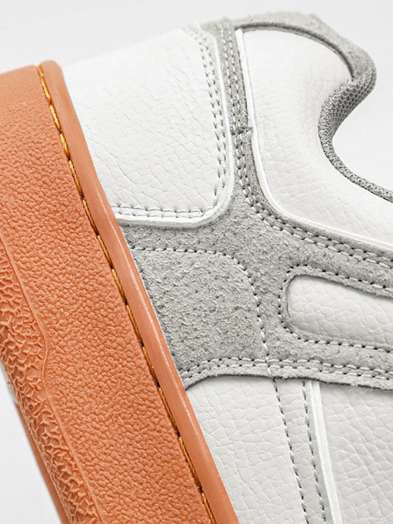 Sneakers For Menn Comfy Pu Leather Rund Toe - Grå