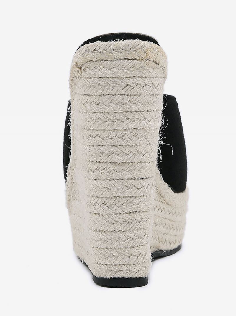 Kilehæler For Kvinner Utendørs Mikro Semsket Skinn Øvre Peep Toe Sandaler - Svart