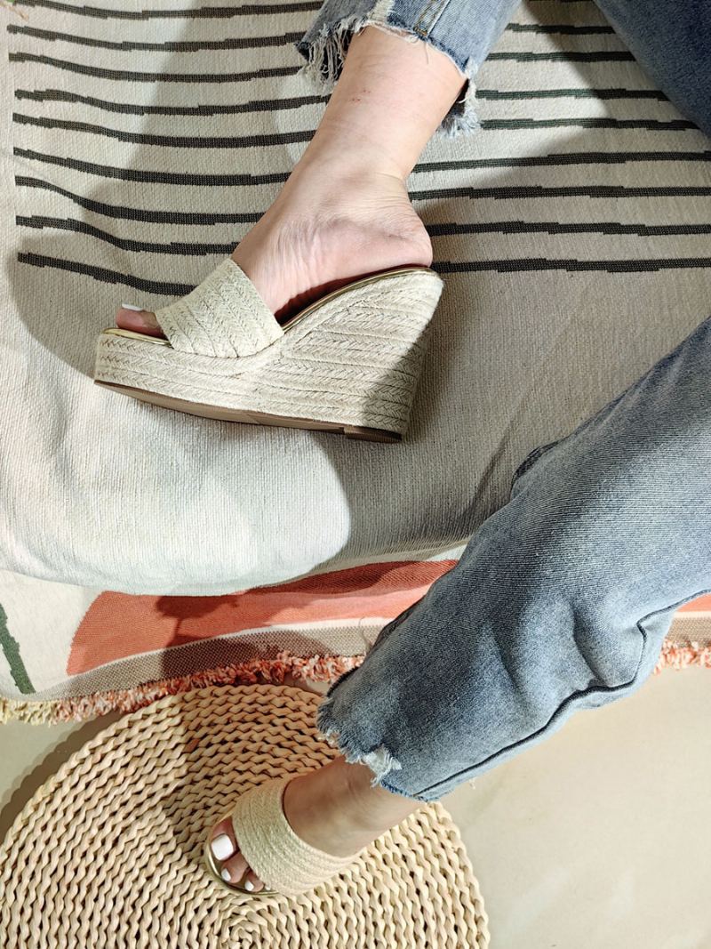 Slingbacks For Kvinner Kilesandaler I Polyester - Lys Gul
